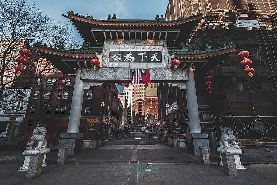 gate, boston, chinatown, architecture, built structure, building exterior, HD wallpaper