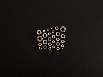 assorted-sized of hex nuts, machine, spoke, circles, tools, pattern HD wallpaper
