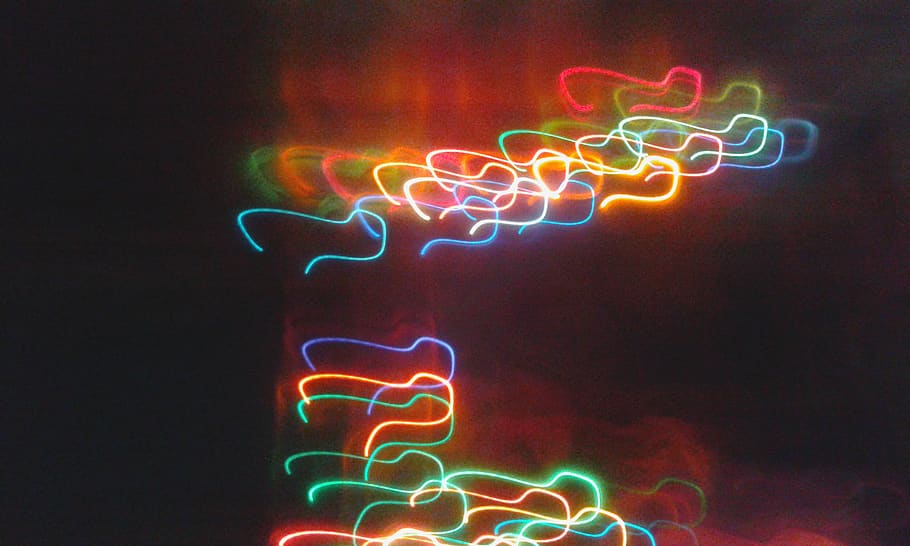 illuminated, glowing, night, neon, multi colored, long exposure HD wallpaper