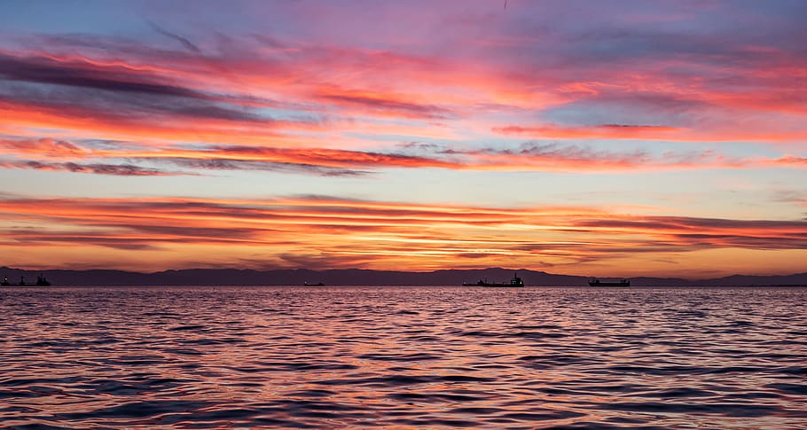 nature, outdoors, sky, sunset, red sky, dawn, dusk, sunrise HD wallpaper