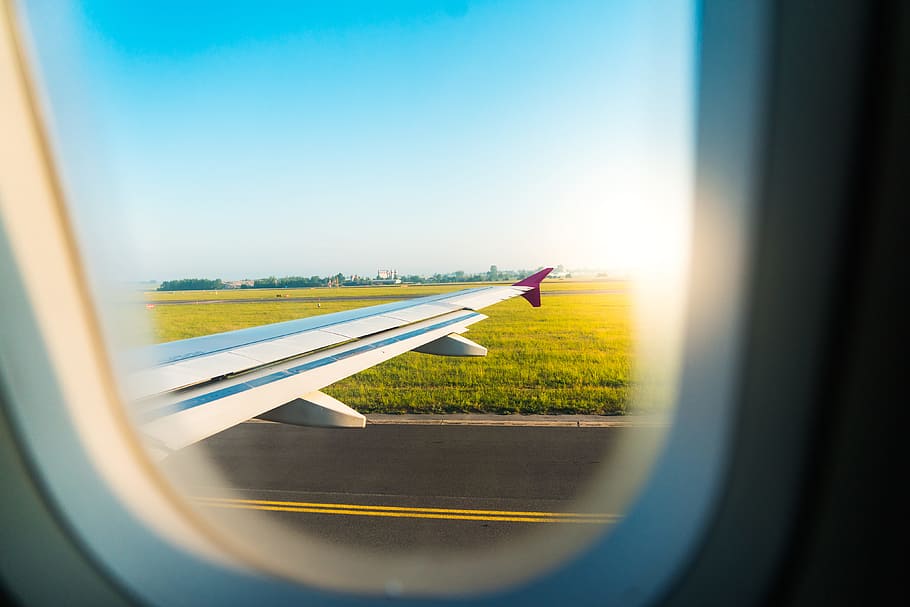 Airplane Wing Through Window During Take Off, aircraft, airplanes, HD wallpaper