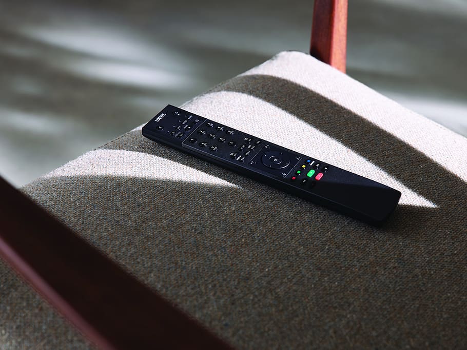 black remote control on chair, no people, technology, close-up HD wallpaper