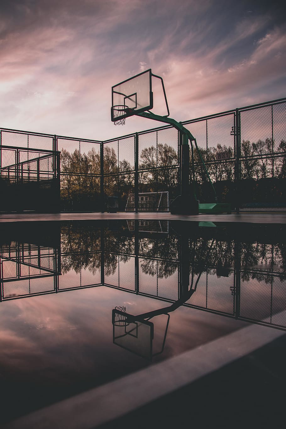 Silhouette Photo of Portable Basketball, architecture, basketball basket