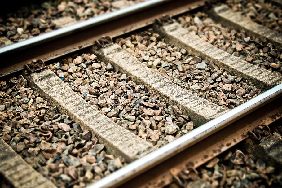 track, track bed, rails, railway, railroad tracks, gravel, rail traffic, HD wallpaper