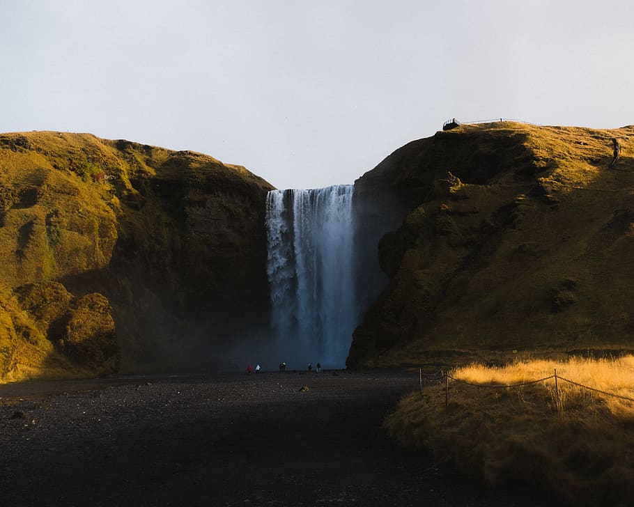 waterfalls during daytime, nature, river, outdoors, cliff, iceland, HD wallpaper