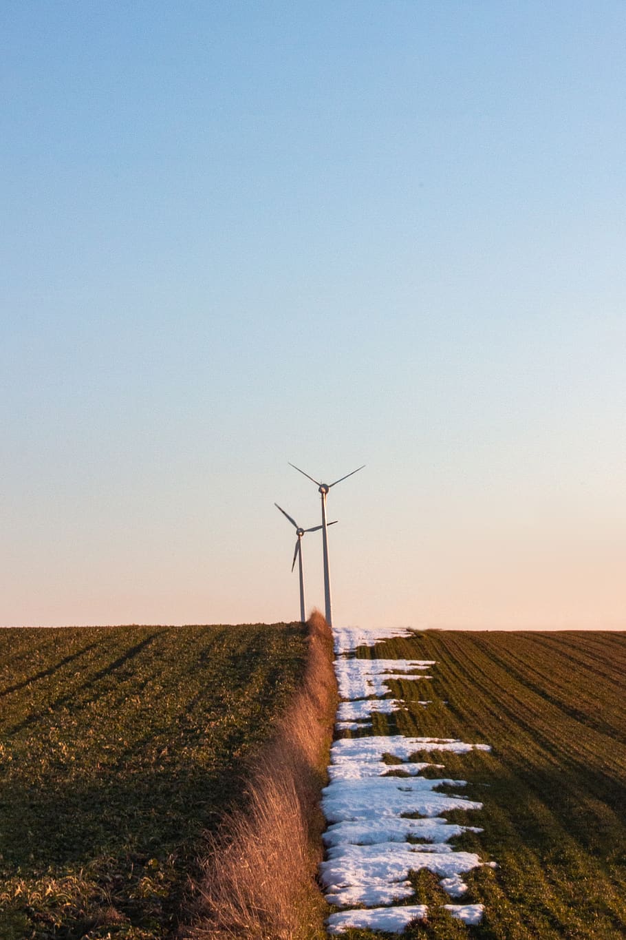 engine, motor, machine, wind turbine, field, sky, ditch, soil HD wallpaper