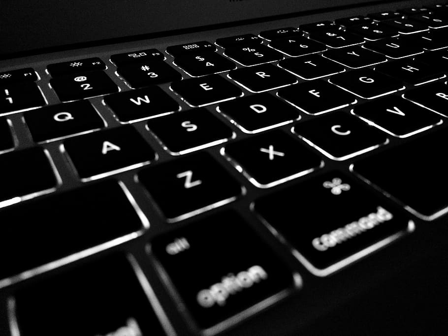 Close Up Photo of Keyboard, black-and-white, electronics, illuminated HD wallpaper