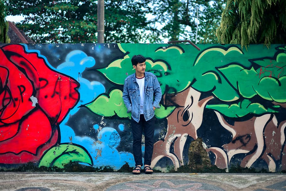 human, ootd, nature, landscape, one person, graffiti, creativity HD wallpaper