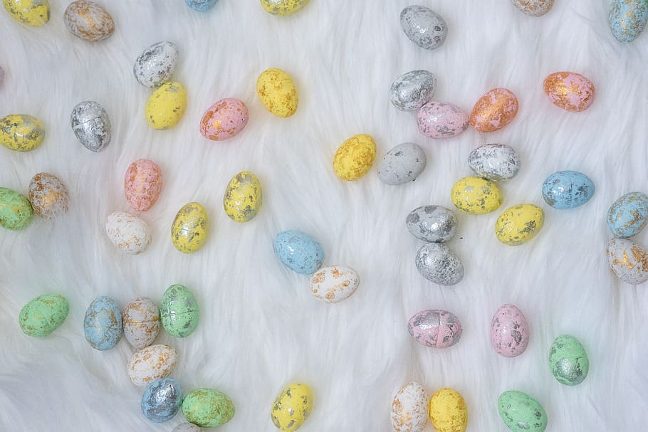 assorted-color Easter eggs on white textile, choice, variation HD wallpaper
