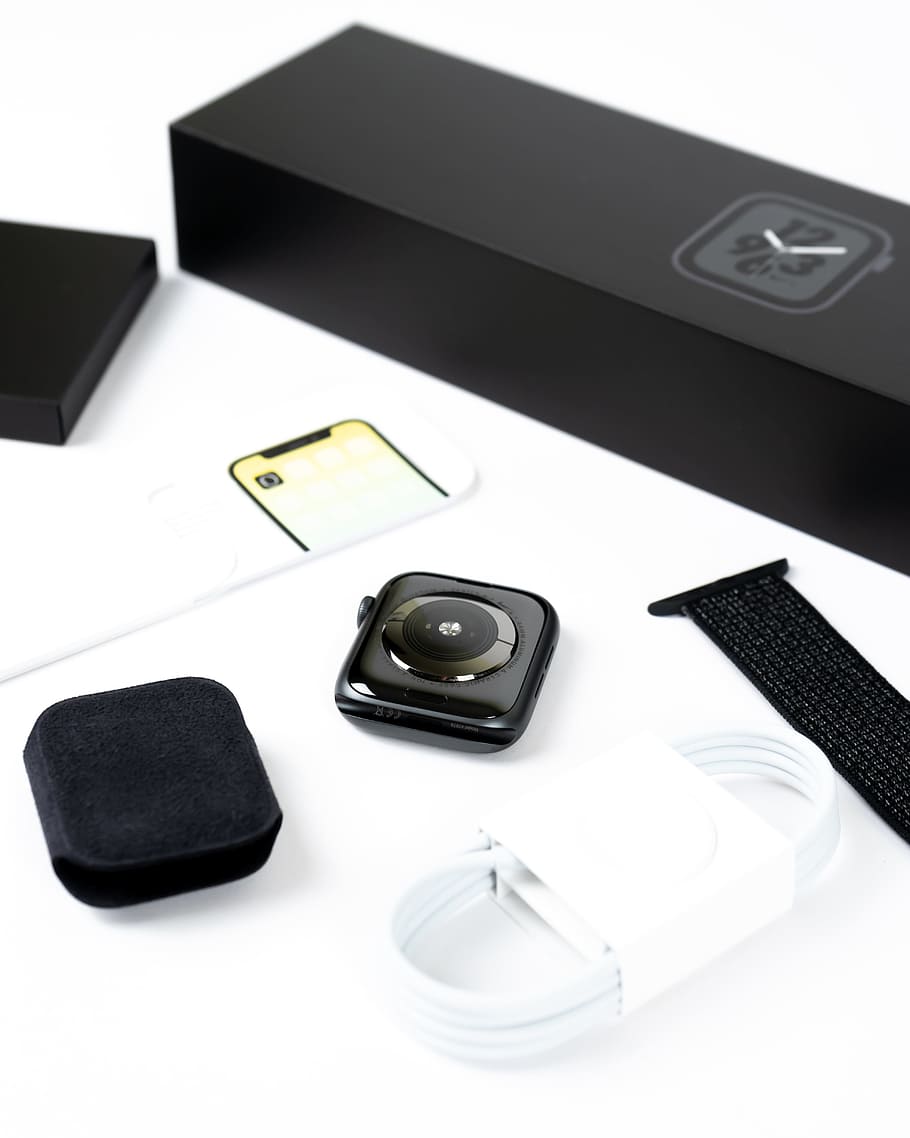 Apple Watch with box and bands, series4, apple watch nike, applewatch, HD wallpaper