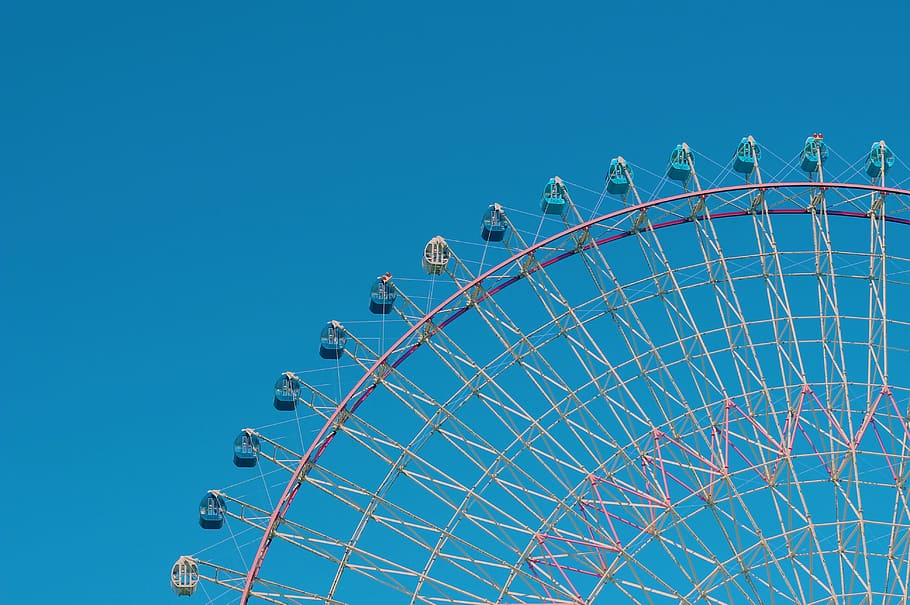 ferris wheel during daytime, amusement park, amusement park ride HD wallpaper