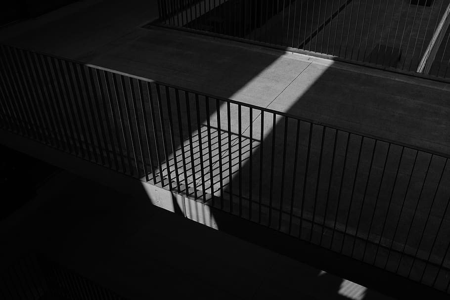 black metal rail, architecture, high angle view, pattern, shadow HD wallpaper