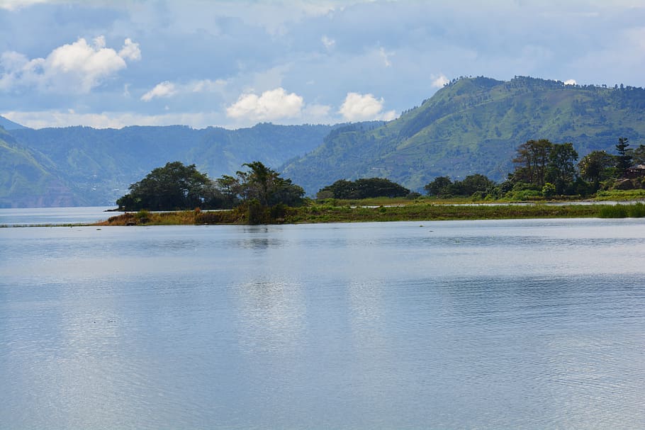 indonesia, sumatra, samosir, lake, mountain, water, beauty in nature, HD wallpaper