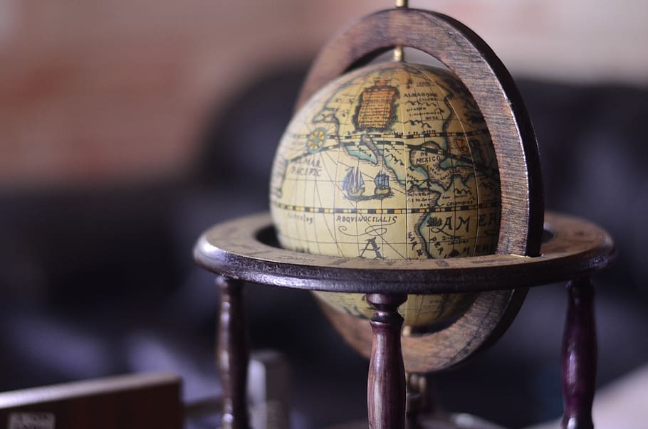 Shallow Focus Photography of Brown Globe, ancient, antique, design HD wallpaper