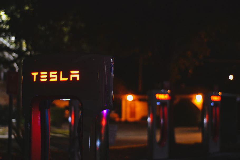 Tesla, Charging station, Cars, Electric cars, Elon musk, illuminated, HD wallpaper