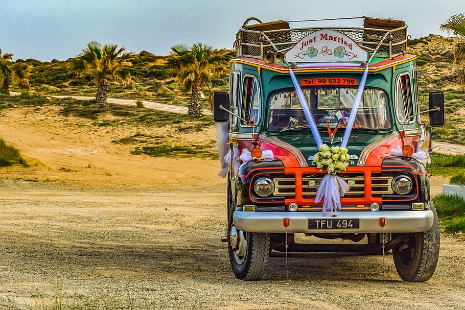 bus, old, vehicle, car, retro, vintage, tourism, wedding bus HD wallpaper