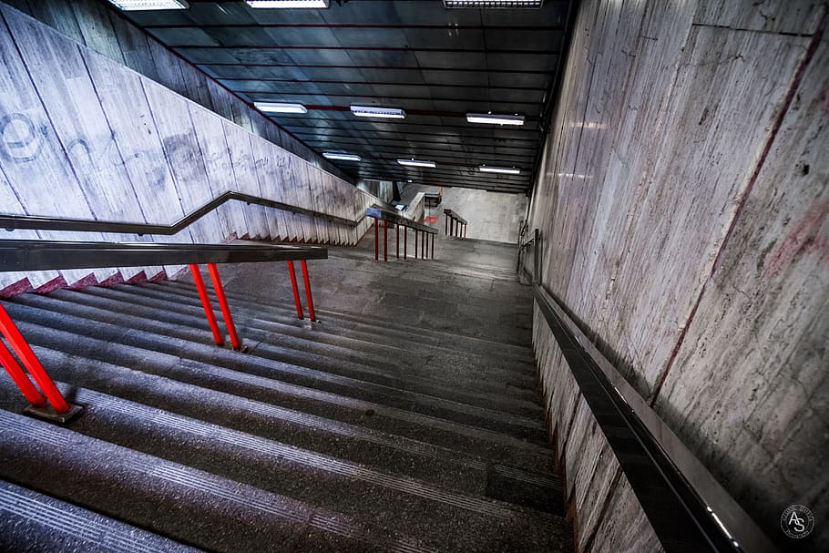 bucharest, romania, architecture, unsaturated, subway, red HD wallpaper