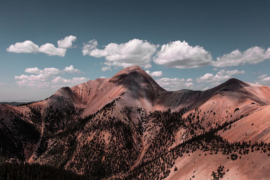 brown mountain, cloud, shadow, landscape, peak, nature, outdoor, HD wallpaper