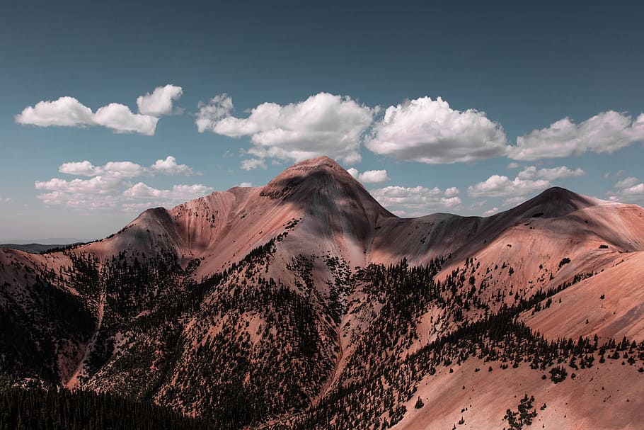 brown mountain, cloud, shadow, landscape, peak, nature, outdoor HD wallpaper