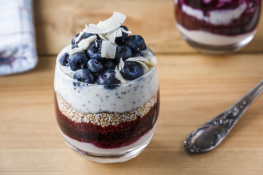 HD wallpaper: Blueberry in Clear Drinking Glass, berries, blueberries