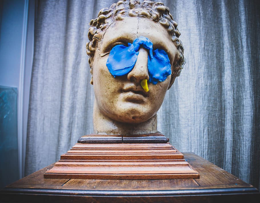 man's head statue, figurine, sculpture, person, human, art, wood HD wallpaper