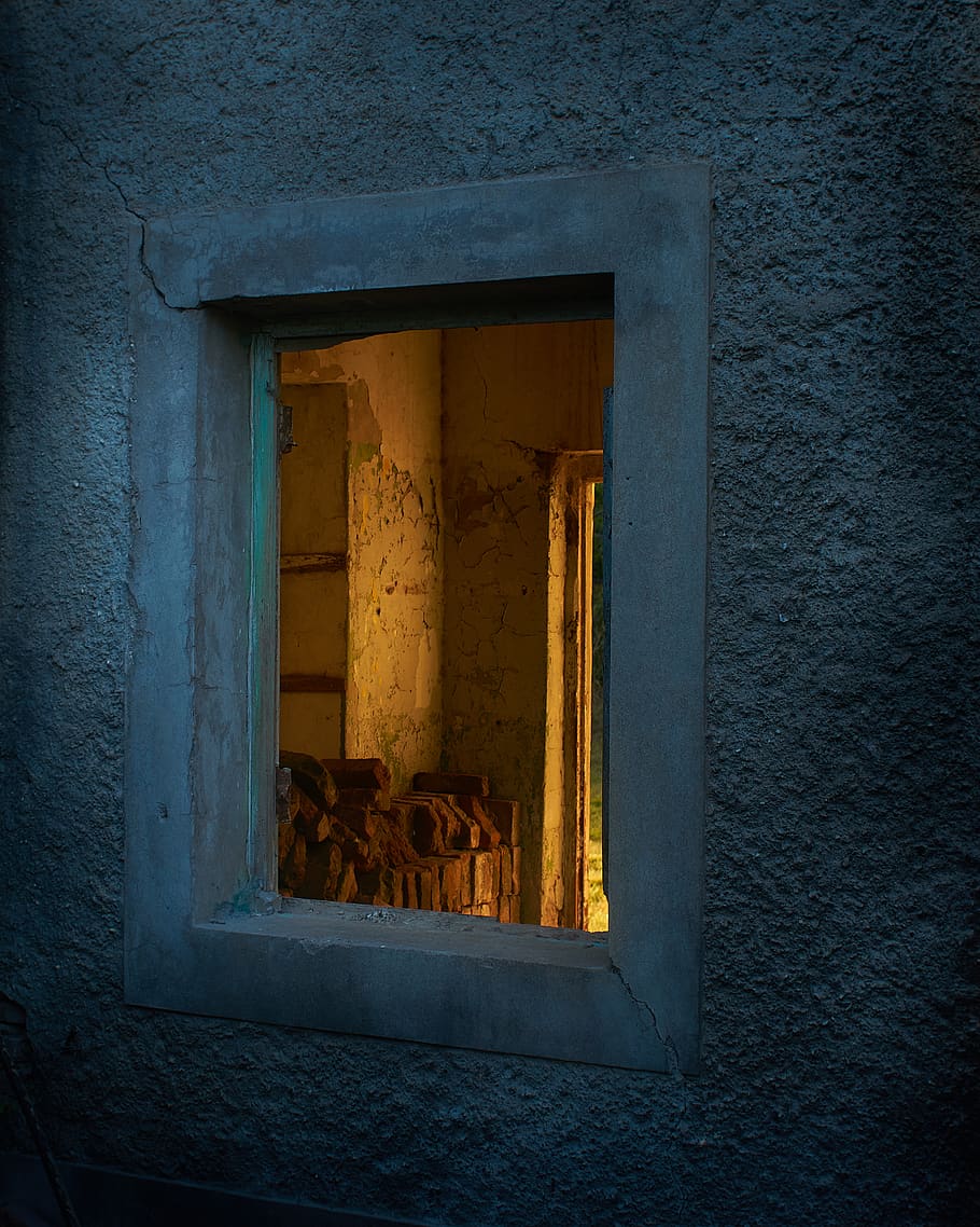 open window displaying open door, path, walkway, wall, dungeon HD wallpaper