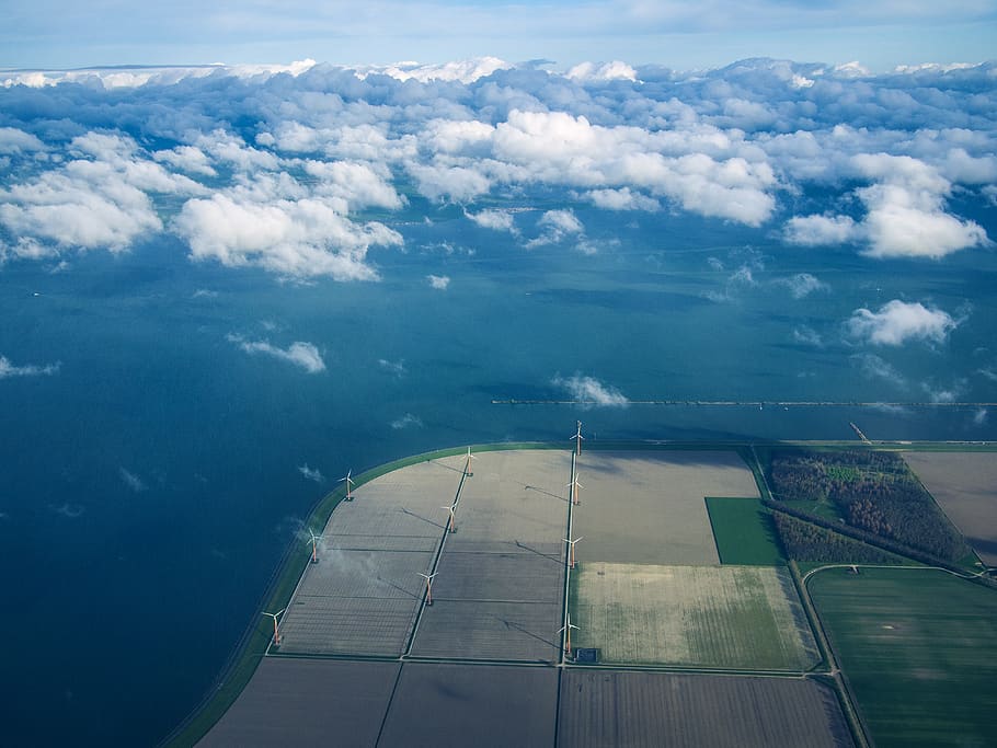 A bunch of windmills., netherlands, flevoland, bird view, overview HD wallpaper