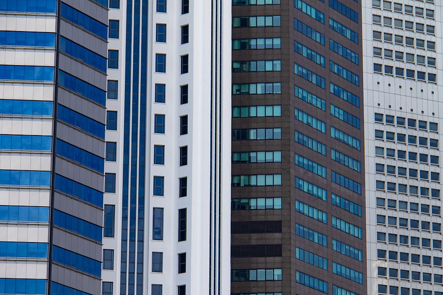 gray concrete buildings, building exterior, architecture, built structure HD wallpaper