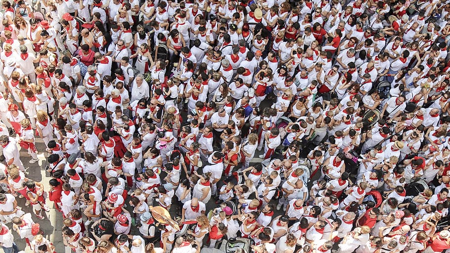 people on gray concrete, crowd, group of people, large group of people HD wallpaper