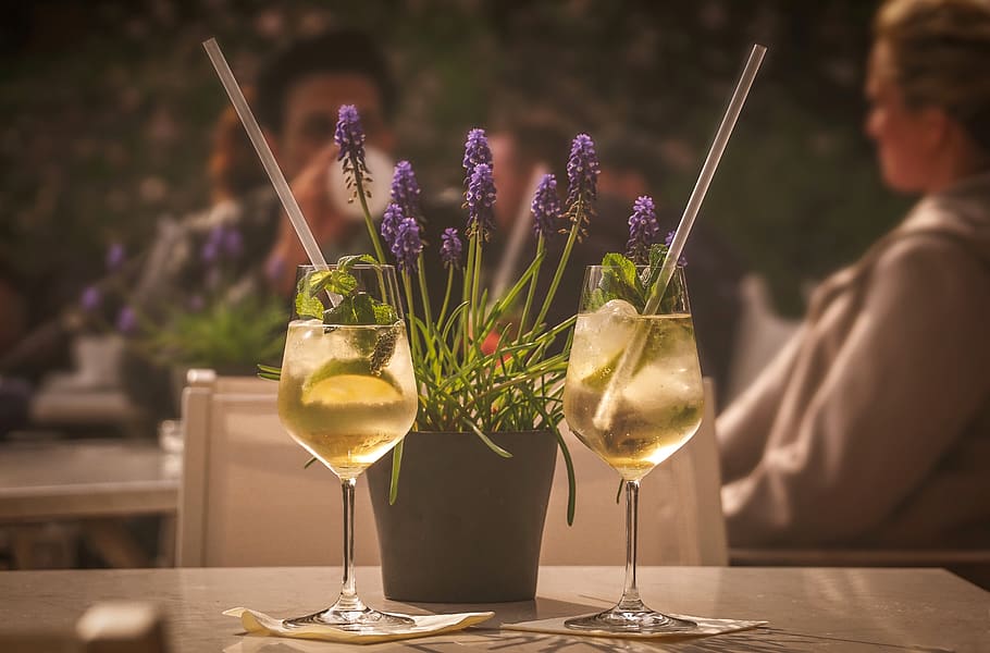Two Clear Wine Glasses, alcohol, alcoholic beverage, blur, blurred background HD wallpaper
