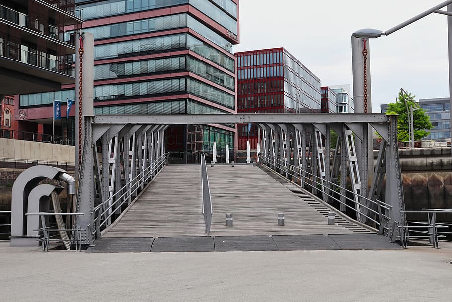 hamburg, bridge, architecture, building, steel, city, harbour city HD wallpaper