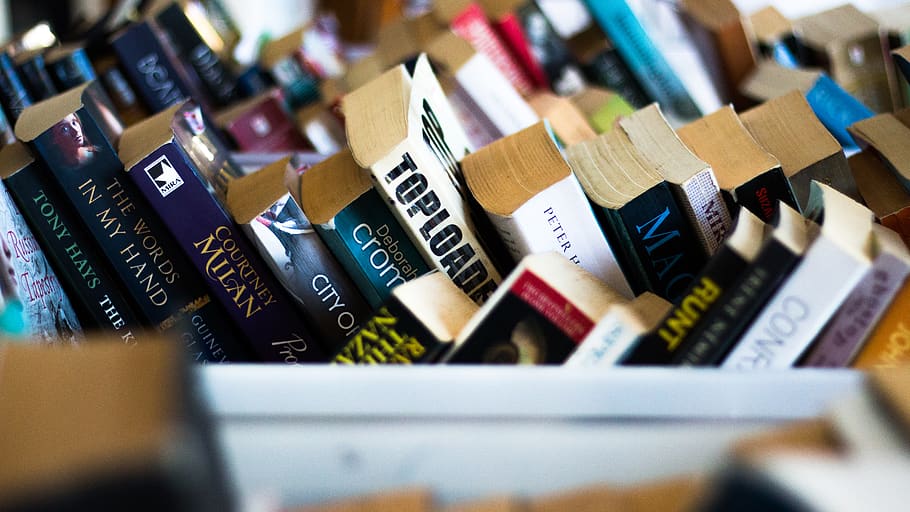 Selective Focus Photography Book Lot, books, stock, large group of objects HD wallpaper