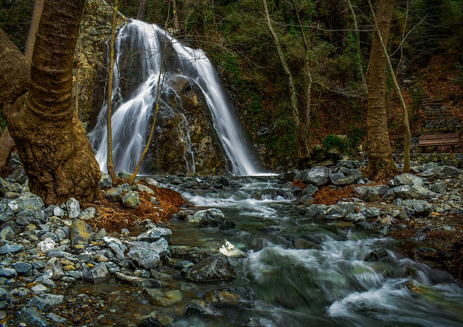 waterfall, nature, river, scenic, scenery, winter, chantara falls HD wallpaper