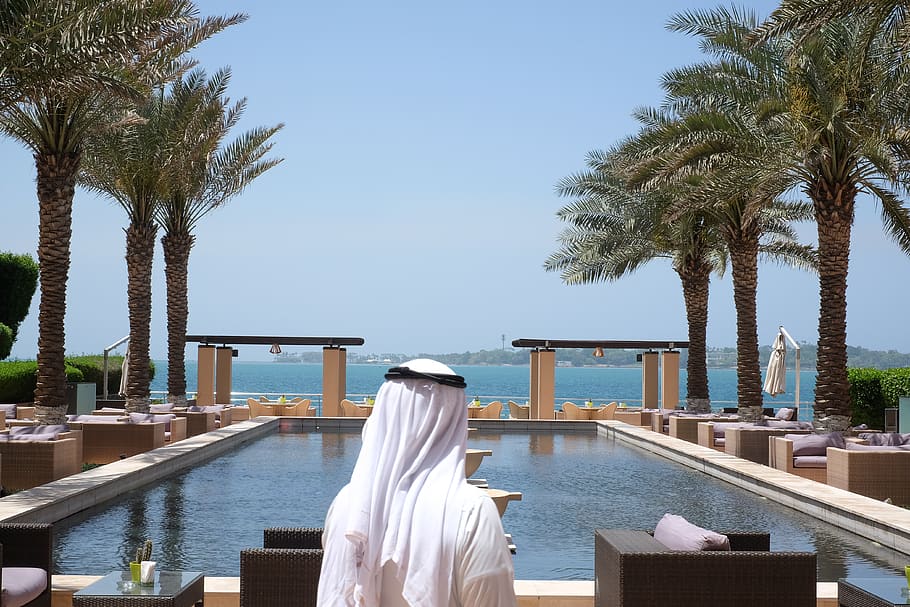 saudi arabia, jeddah, seaside, view, palm tree, arabian, club, HD wallpaper