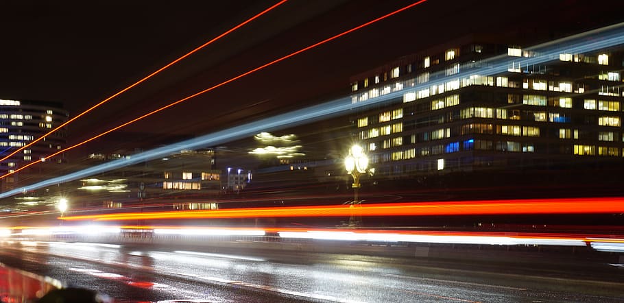 london, night, long exposure, motion, speed, illuminated, architecture HD wallpaper
