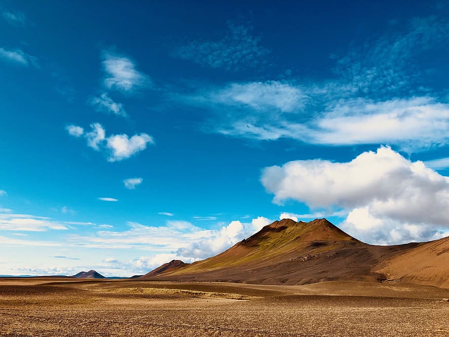 Mountain Under Blue Sky, arid, daylight, desert, desktop backgrounds HD wallpaper