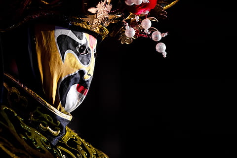mask, sichuan opera, china, black background, representation HD wallpaper