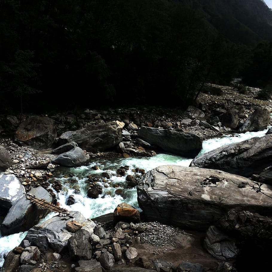 india, uttarakhand, nature, rocks, river, outside, water, boulder HD wallpaper