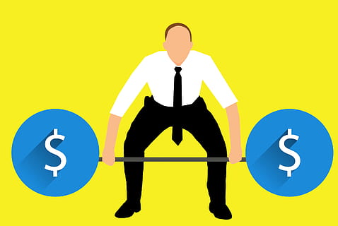 Forex man lifts weight of heavy money in illustration., dollar HD wallpaper