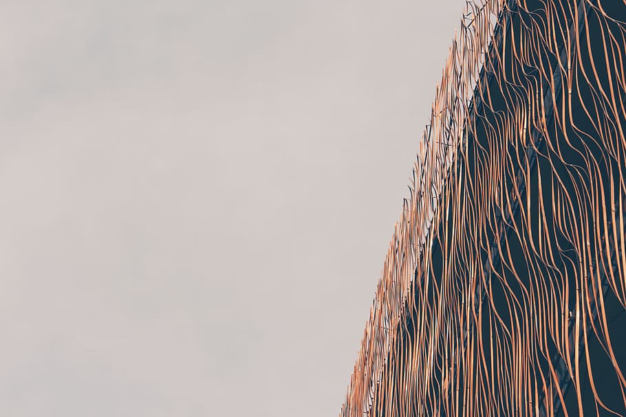 sky, building, structure, facade, minimal, copper, architecture HD wallpaper