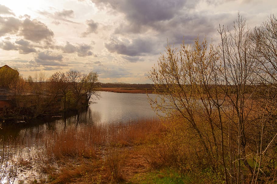 nature, landscape, river, clouds, amenca, water, autumn, evening HD wallpaper