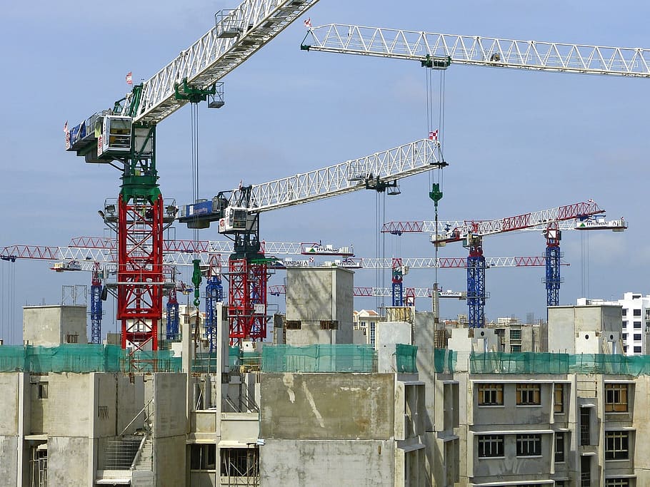 site, construction, build, work, worker, human, activity, crane HD wallpaper