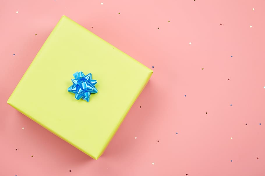 Wrapped Gift Photo, Flatlay, Gifts, Box, Happy Birthday, Celebrate