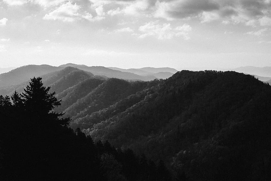 distance, sky, sunset, hike, landscape, black and white, explore HD wallpaper