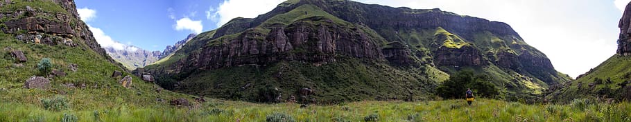 panoramic, mountain, mountain range, plant, nature, sky, landscape HD wallpaper