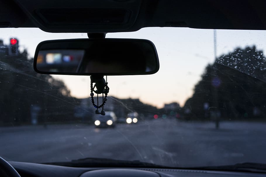 lithuania, klaipėda, reflection, silhouette, car, road, traffic HD wallpaper