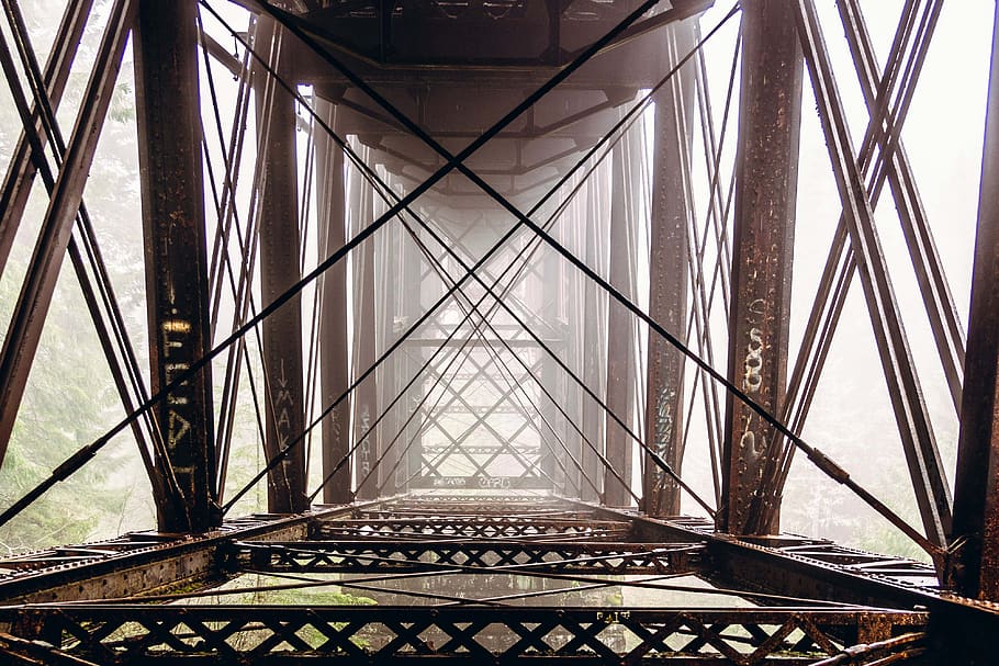 metal, bridge, architecture, steel, construction, old, industrial HD wallpaper