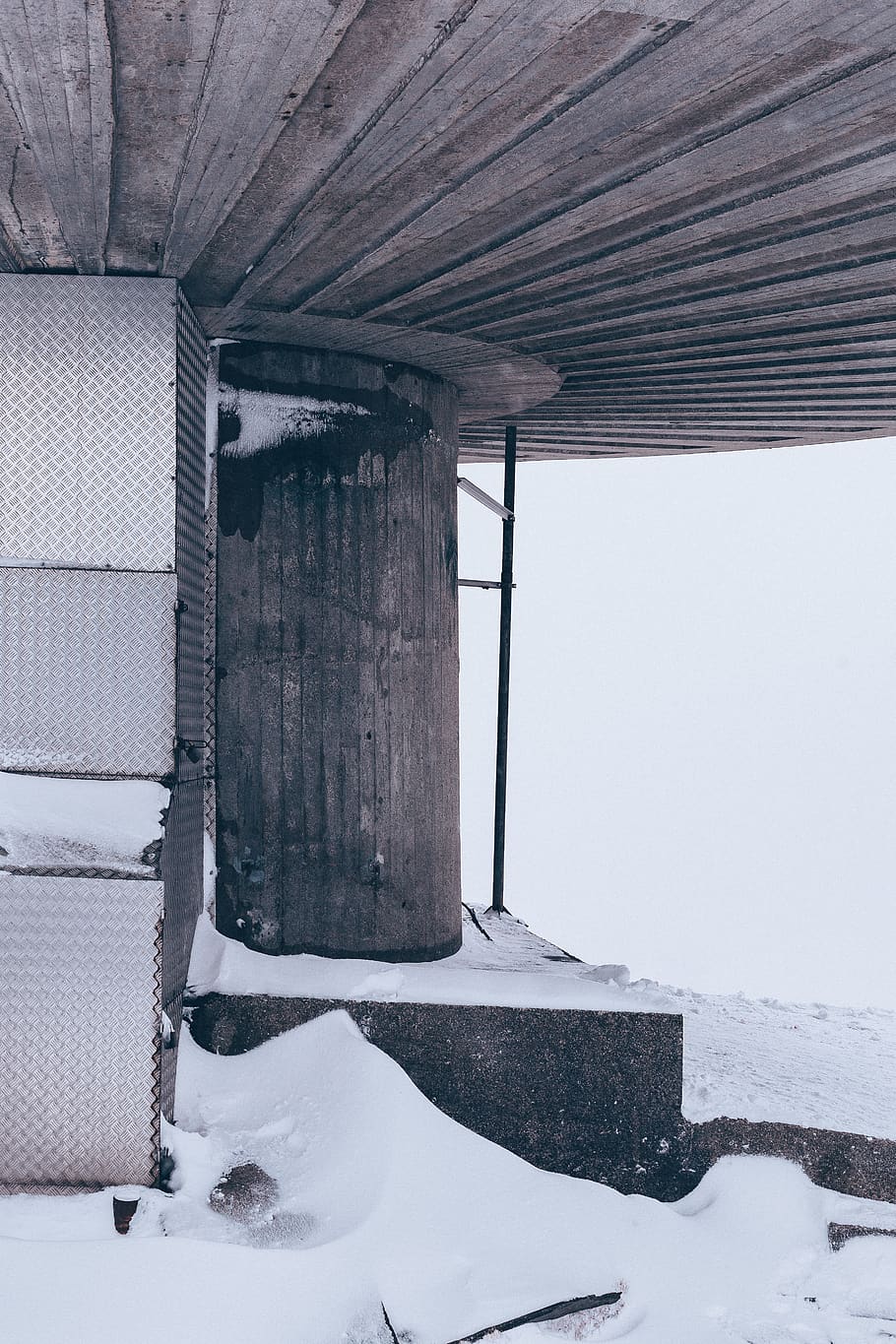 gray concrete building, snow, winter, cold temperature, architecture HD wallpaper