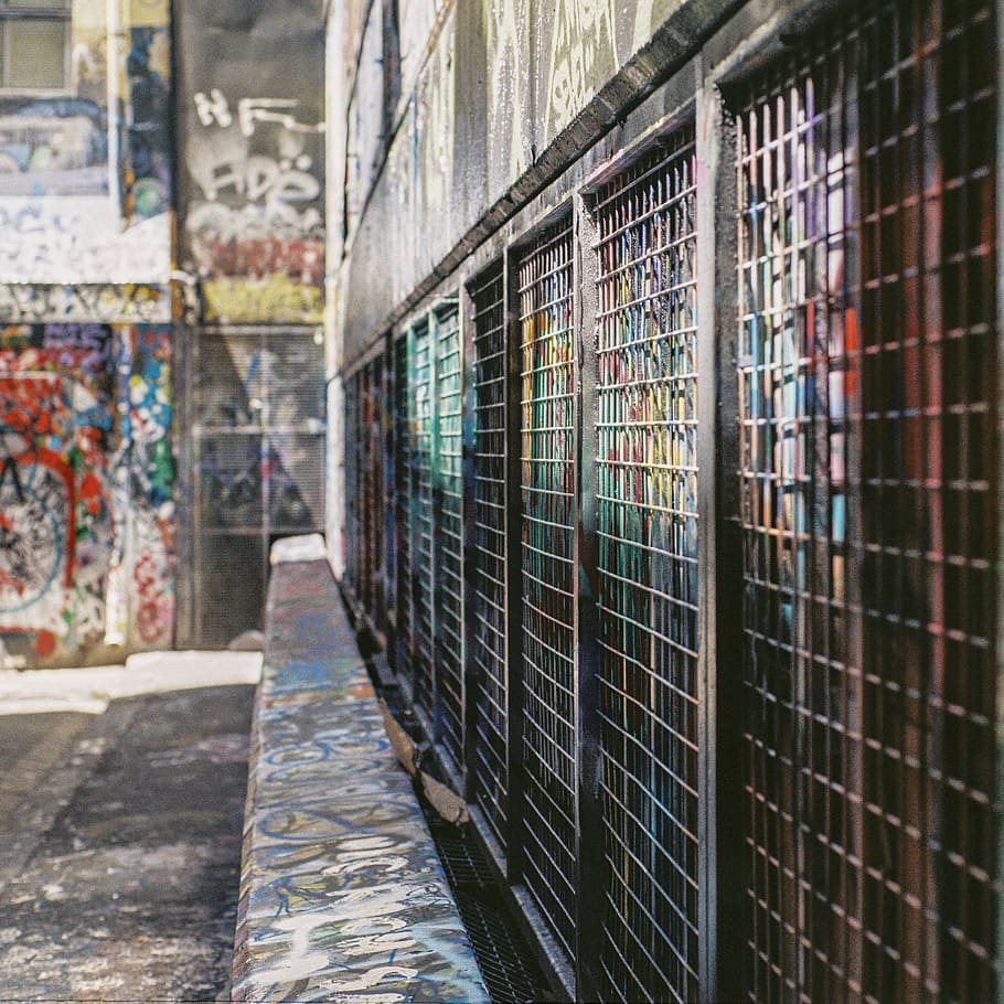australia, melbourne, laneway, architecture, graffiti, multi colored HD wallpaper