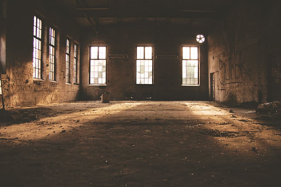Brown Concrete Building Interior, abandoned, abandoned building, HD wallpaper